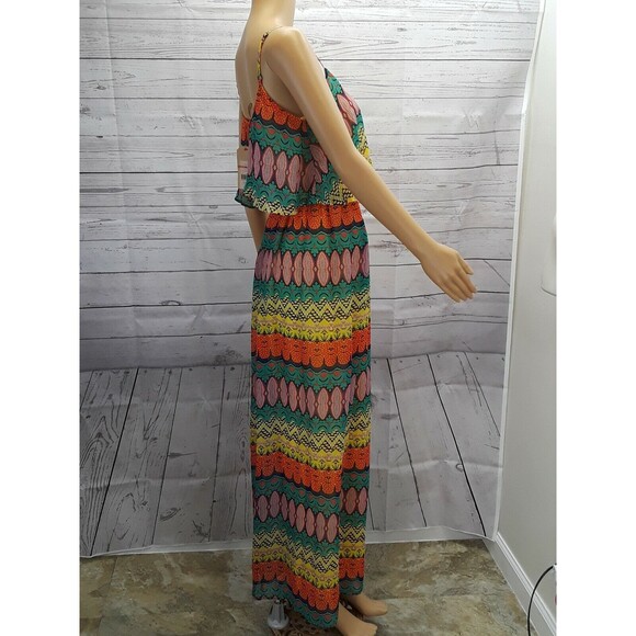 Red Camel Maxi Dress Spaghetti Strap Open Back Boho Multicolor XS New $46.00 - Picture 9 of 12